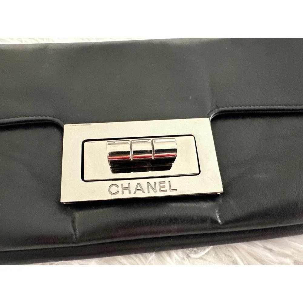 CHANEL Giant Reissue Mademoiselle Lock Flap Lambskin Leather Clutch Bag Handbag